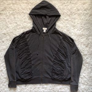 Amuse Society Fringe Zipper Up w Hood!